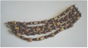 Multi-strand carved Jasper and wood beads bracelet.