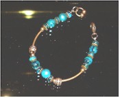 Chrysocolla and copper bracelet