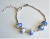 Porcelain peonies charm bracelet.