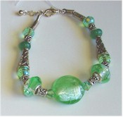 Jade, crystal and silver bracelet.