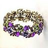 Purple resin crystal flower cuff bracelet