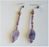 Amethysts, crystals and rhinestones dangle earrings.