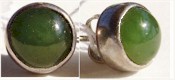 Jade and Silver button earrings. Vintage, pre-owned.