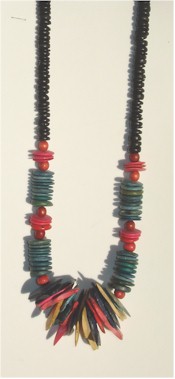 Dyed bone Heishi disk beads necklace.