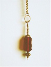 Crimson red focal bead and cloisonne tube bead drop from antique brass chain