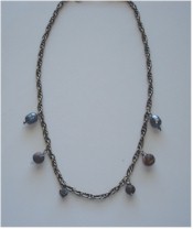 Dragon Veins beads on double link pewter chain necklace.