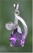 Faceted Amethyst set on Sterling Silver pendant