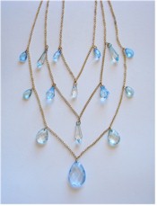 Regal 3-tiered pale blue crystals vintage necklace.